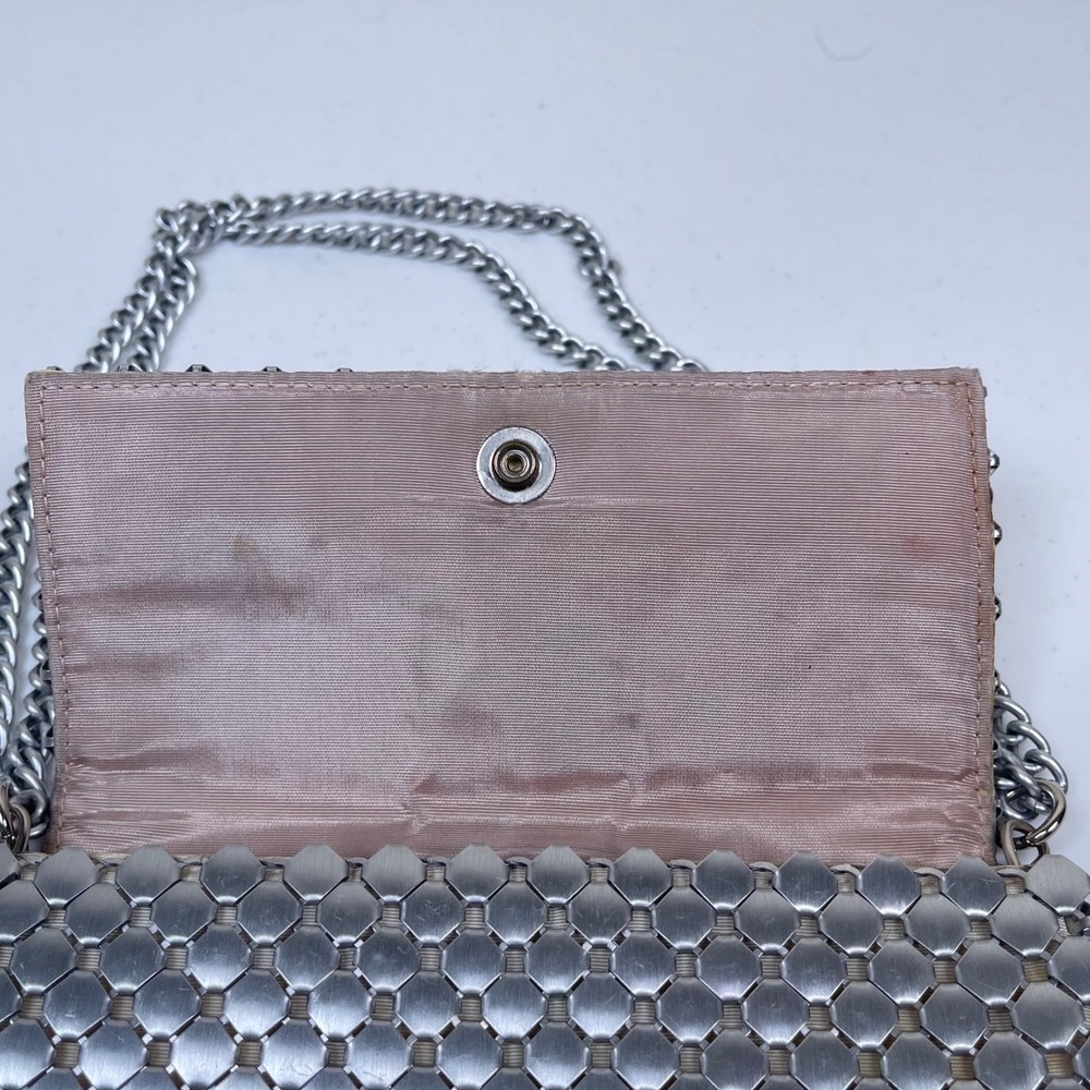 Whiting & Davis Mesh Crossbody Bag Silver Vintage Chainmail Armor Clutch 70s - Picture 6 of 10